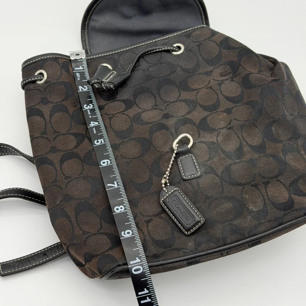 Coach Signature Monogram Canvas Leather Backpack Brown Black E05J-6618